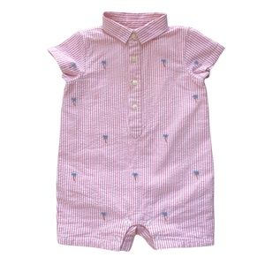 Janie & Jack Stripe Palm Tree Shortall Romper Outfit 3-6